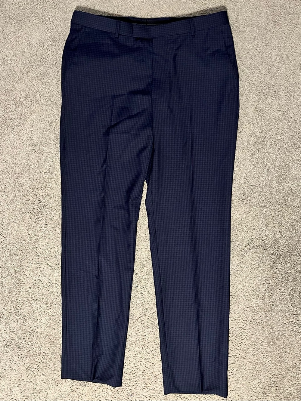 Z Zegna 100% Wool Navy Micro-Check Tailored Trouser (Ermenegildo Zegna)